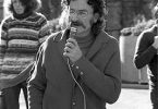 Alan Roberts speaking at a Hiroshima commemoration at Monash university in 1974